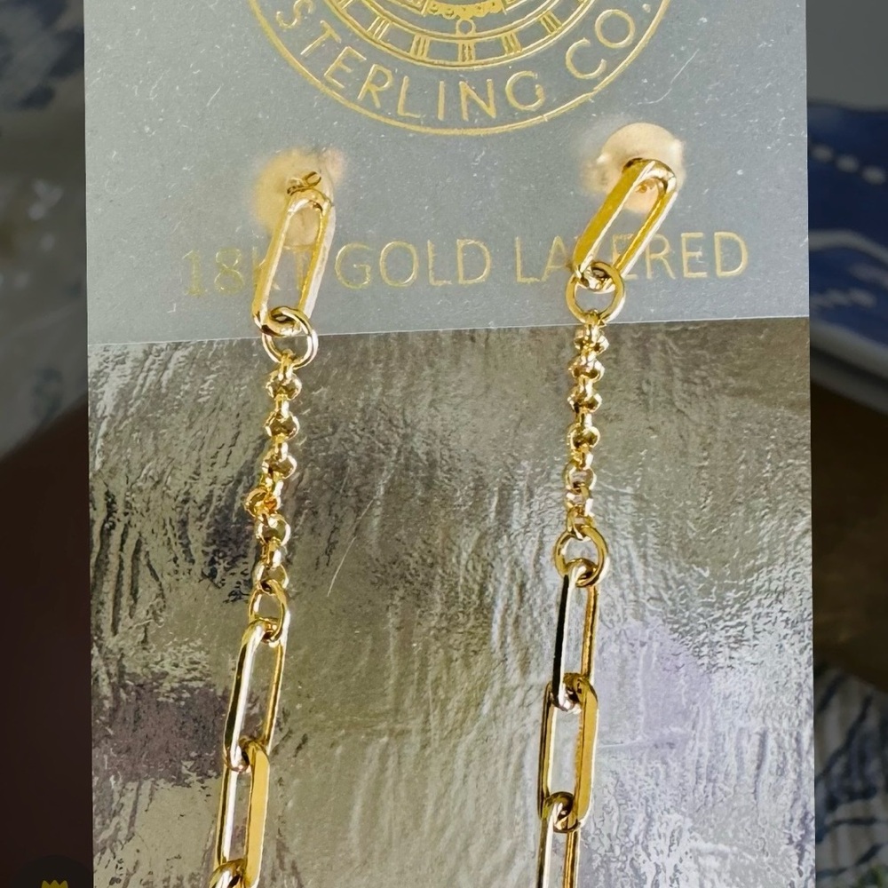 18 karat Gold-Layered Chain Drop Earrings -